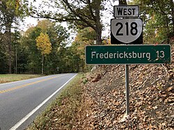 2019-10-29 13 30 59 View west along Virginia State Route 218 (Caledon Road) just west of Fairview Drive in Osso, King George County, Virginia.jpg