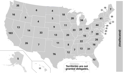 2024 LNC delegate allocation. Only states and territories with recognized affiliates are granted delegates. 2024 LNC delegate allocation.svg