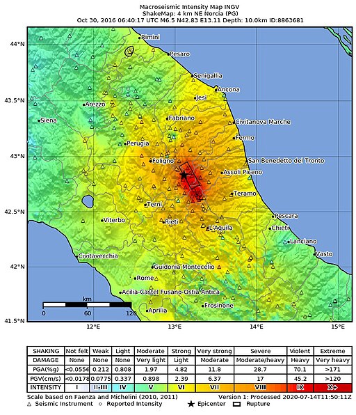 30-10-2016 central italy ShakeMap