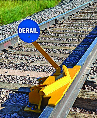 <span class="mw-page-title-main">Derail</span> Device that intentionally derails trains due to safety reasons