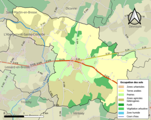 Barevná mapa znázorňující využití půdy.