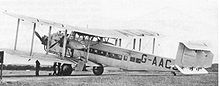 Argosy G-AACJ (City of Manchester) was the largest type of aircraft to operate in and out of Hall Caine Airport. A.W. Argosy United Airways 1935.jpg