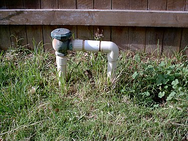 One-Inch Brass Atmospheric Vacuum Breaker mounted on PVC Pipe AVB-1.JPG