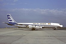Abelag Airways Boeing 707-320C at Charles de Gaulle Airport in 1979 Abelag Airways Boeing 707-351C Volpati-1.jpg
