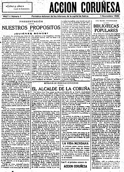 Acción coruñesa, periódico defensor de los intereses de la capital de Galicia. 1 de noviembre de 1920. n. 1.jpg