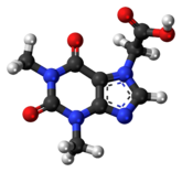 Bola-dan-stick model acefylline molekul