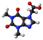 Ball-and-stick model of the acefylline molecule