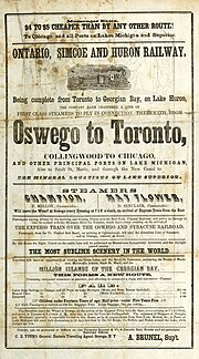 Thumbnail for File:Advertisement for the Ontario, Simcoe, and Huron, 1855.jpg