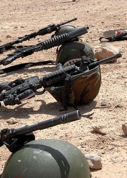 File:Afghan National Army 9th Kandak Storm Commandos 1st Company weapons prepared to fire on the Camp Zafar firing range.jpg