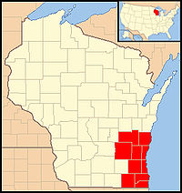 Mapa de la Arquidiócesis de Milwaukee