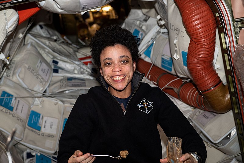 File:Astronaut Jessica Watkins is pictured eating a meal.jpg
