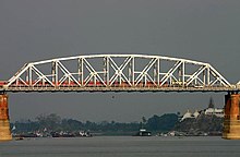 The Ava Bridge near Sagaing, rebuilt in 1954 after the wartime destruction of the original bridge built in 1934, was the only bridge over the Irrawaddy until 1998. Ava Bridge Over Ayeyarwady Sagaing Myanmar.jpg