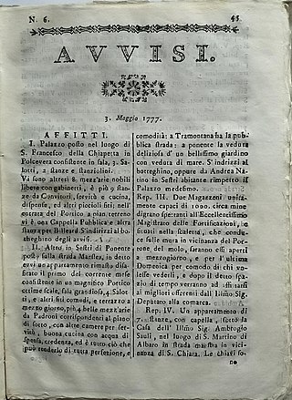 <i>Avvisi</i> (newspaper 1777–1797)