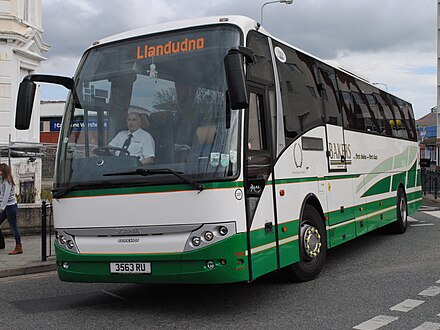VDL Berkhof bodied Scania K114EB in Llandudno in May 2013 Bakers 201 3563RU (8717046637).jpg