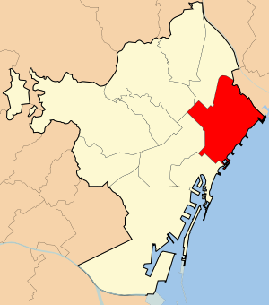 Location of the Eixample district within Barcelona