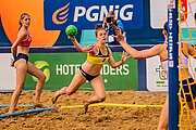 Deutsch: Beachhandball U-17-Europameisterschaften 2019 (Beach handball Euro); Tag 1: 27. Juni – Mädchen, Vorrundengruppe C, Frankreich-Deutschland 2:1 (10:18, 20:8, 14:12) English: 2019 Women's Ech Beach Handball 17; Day 1: 27 June 2019 – Girls Preliminary Round Group C – France Vs. Germany 2:1 (10:18, 20:8, 14:12)