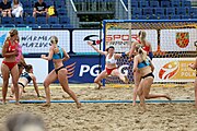 Deutsch: Beachhandball Europameisterschaften 2019 (Beach handball Euro); Tag 5: 6. Juli 2019 – Frauen, Halbfinale, Kroatien-Dänemark 1:2 (12:19, 17:10, 4:7) English: Beach handball Euro; Day 5: 6 July 2019 – Semifinal Men – Croatia-Denmark 1:2 (12:19, 17:10, 4:7)