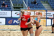 Deutsch: Beachhandball Europameisterschaften 2019 (Beach handball Euro); Tag 5: 6. Juli 2019 – Frauen, Halbfinale, Kroatien-Dänemark 1:2 (12:19, 17:10, 4:7) English: Beach handball Euro; Day 5: 6 July 2019 – Semifinal Men – Croatia-Denmark 1:2 (12:19, 17:10, 4:7)