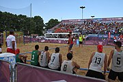 Deutsch: Beachhandball bei den Olympischen Jugendspielen 2018; Tag 7, 13. Oktober 2018; Jungen, Finale – Portugal-Spanien 1:2 English: Beach handball at the 2018 Summer Youth Olympics at 13 October 2018 – Boys Gold Medal Match – Portugal-Spain 1:2