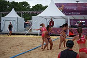 Deutsch: Beachhandball bei den Olympischen Jugendspielen 2018; Tag 5, 10. November 2018; Mädchen, Platzierungsrunde - Amerikanisch-Samoa-Türkei 0:2 English: Beach handball at the 2018 Summer Youth Olympics at 11 October 2018 – Girls Consolation Round – American Samoa-Turkey 0:2