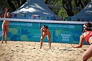 Deutsch: Beachvolleyball bei den Olympischen Jugendspielen 2018; Tag 8, 14. Oktober 2018; Mädchen, Achtelfinale – Bolivien-Puerto Rico 0:2 (18–21/18–21 ) English: Beach volleyball at the 2018 Summer Youth Olympics at 14 October 2018 – Girls Round of 16 – Bolivia-Puerto Rico 0:2 (18–21/18–21 )