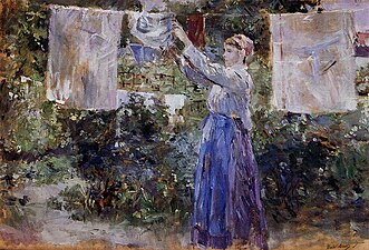 La Blanchisseuse ou Femme étendant du linge, vers 1881