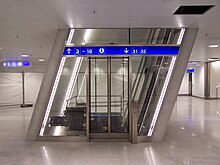 inclined elevator at Zurich Hauptbahnhof (2014) Bf Lowenstrasse Zurich Aufzug.JPG