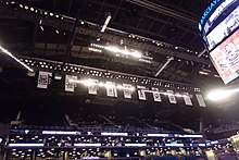 New York / New Jersey / Brooklyn Nets retired numbers hanging prior to the NBA pre-season game between the Nets and the New York Knicks in October 2018 Brooklyn Nets vs NY Knicks 2018-10-03 td 13 - Pregame.jpg