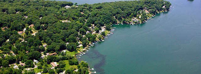 An aerial view of Candlewood Shores in Brookfield