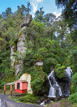 Chapel and waterfall near Mineral del Chico, Hidalgo