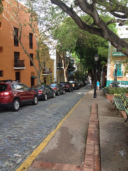 Cars parked in Old San Juan