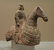 Northern Wei heavy cavalry funerary figurine.