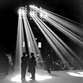Chicago Union Station 1943.jpg This is worth showing and mentioning that you only see the rays of light because of scatter
