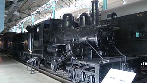 A small Class B Climax locomotive owned by the Oregon Lumber Company on display at the Railroad Museum of Pennsylvania Climax locomotive.JPG