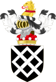 Coat of Arms of the Baron Harington: Sable, a fret argent