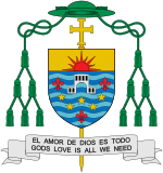 Coat of arms for Rojas as Auxiliary Bishop of Chicago and Coadjutor Bishop of San Bernardino Coat of arms of Alberto Rojas.svg