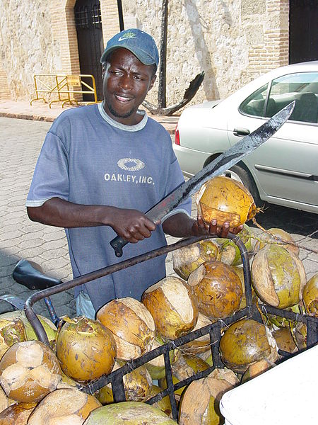 File:Coconut Seller with Machete - Santo Domingo - Dominican Republic.jpg