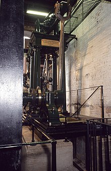 The restored Kittoe and Brotherhood beam engine at Coldharbour, which is steamed up regularly on Bank Holiday weekends. Coldharbour Mill - beam engine - geograph.org.uk - 2204582.jpg