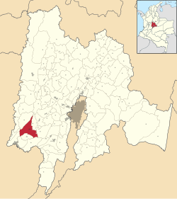 Location of the town and municipality of Tocaima within بخش کوندینامارکا