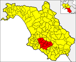 Comunitatea montană Gelbison și Cervati - Harta