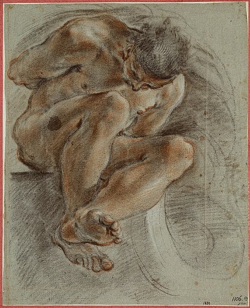 File:Domenico Maria Canuti - Study of a Man Seated on a Ledge, Hands Tied behind him - NMH 1289-1863 - Nationalmuseum.jpg