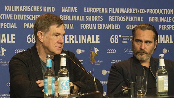 Van Sant and Joaquin Phoenix at the press conference of Don't Worry, He Won't Get Far on Foot (Berlin Film Festival 2018)
