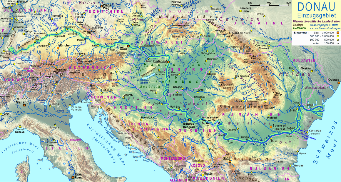 Карта дуная с городами на русском языке