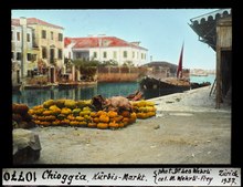 Chioggia, Kürbis-Markt. Historisches Bild von Leo Wehrli (1937)