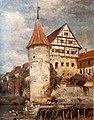 Das Wahrzeichen der Stadt: Wasserturm und Zollernschloss auf einem Gemälde von Friedrich Eckenfelder, entstanden vor 1895