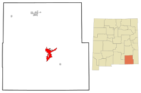 Eddy County New Mexico Incorporated and Unincorporated areas Carlsbad Highlighted.svg