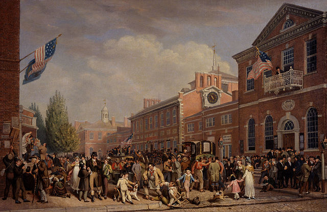 Depiction of election-day activities in Philadelphia by John Lewis Krimmel, 1815