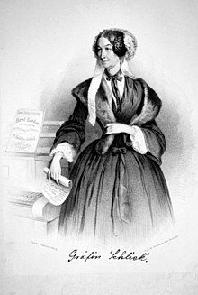 Gräfin Elise von Schlick, Lithographie von Joseph Kriehuber nach einer Zeichnung von Josef Neugebauer (Quelle: Wikimedia)