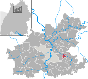 Lage der Gemeinde Ellhofen im Landkreis Heilbronn