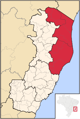 Ligging van de Braziliaanse mesoregio Litoral Norte Espírito-Santense in Espírito Santo